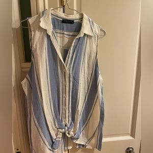 Maven West Sleeveless Collard Linen blouse